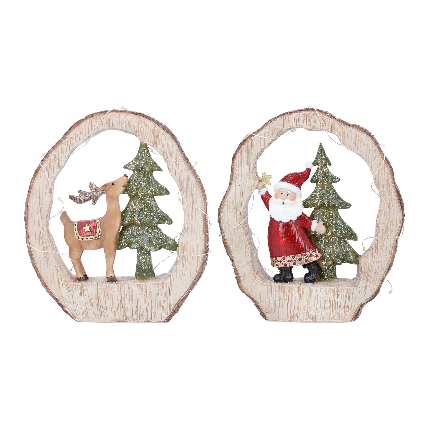 Christmas LED Santa Deer Log Arch by Gisela Graham Choice of 2 LED Resin log arch with deer and Santa detail Christmas ornament. By Gisela Graham. The perfect festive addition to your home.